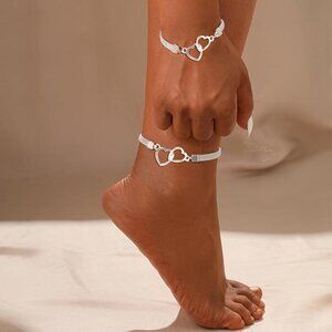 Beautiful Heart Anklets - Silver Waterproof Diamond Rhinestone for Women